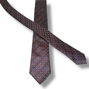 Hugo Boss Purple Polkadot & Check Handmade in Italy Neck Tie